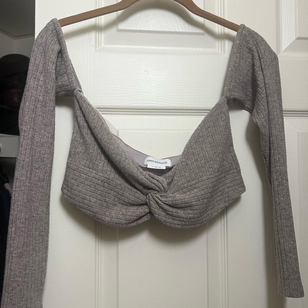Lovers + Friends Revolve Ribbed Knot Front Top